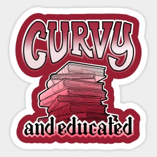 Curvy and educated, stack of red books Sticker